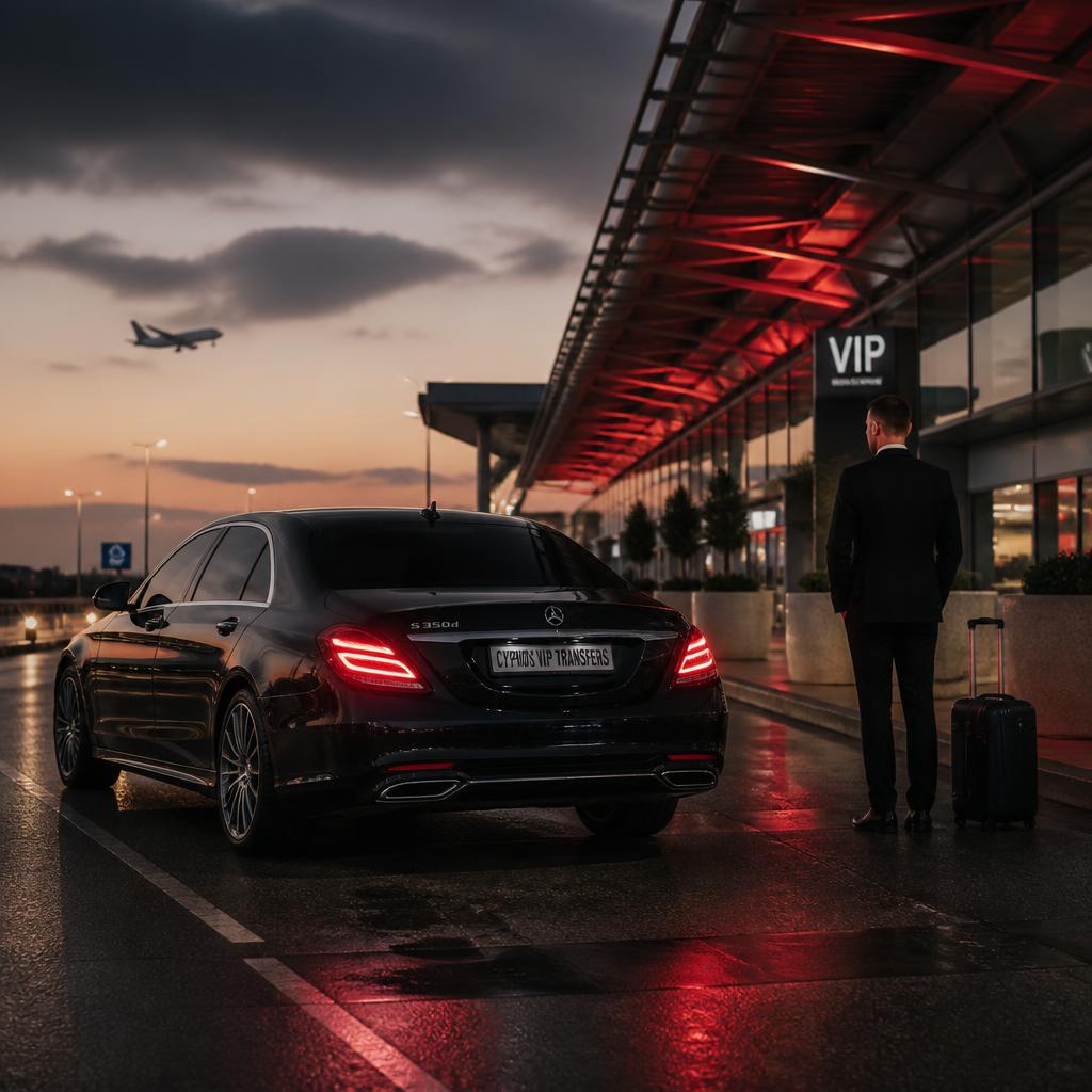 Black luxury sedan waiting at an airport VIP terminal for a ProCar transfer